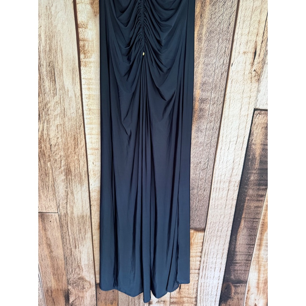 Meshki Perrie Slinky Ruched Maxi Dress Ink Blue Bodycon Maxi Evening Large NWT - Picture 4 of 11